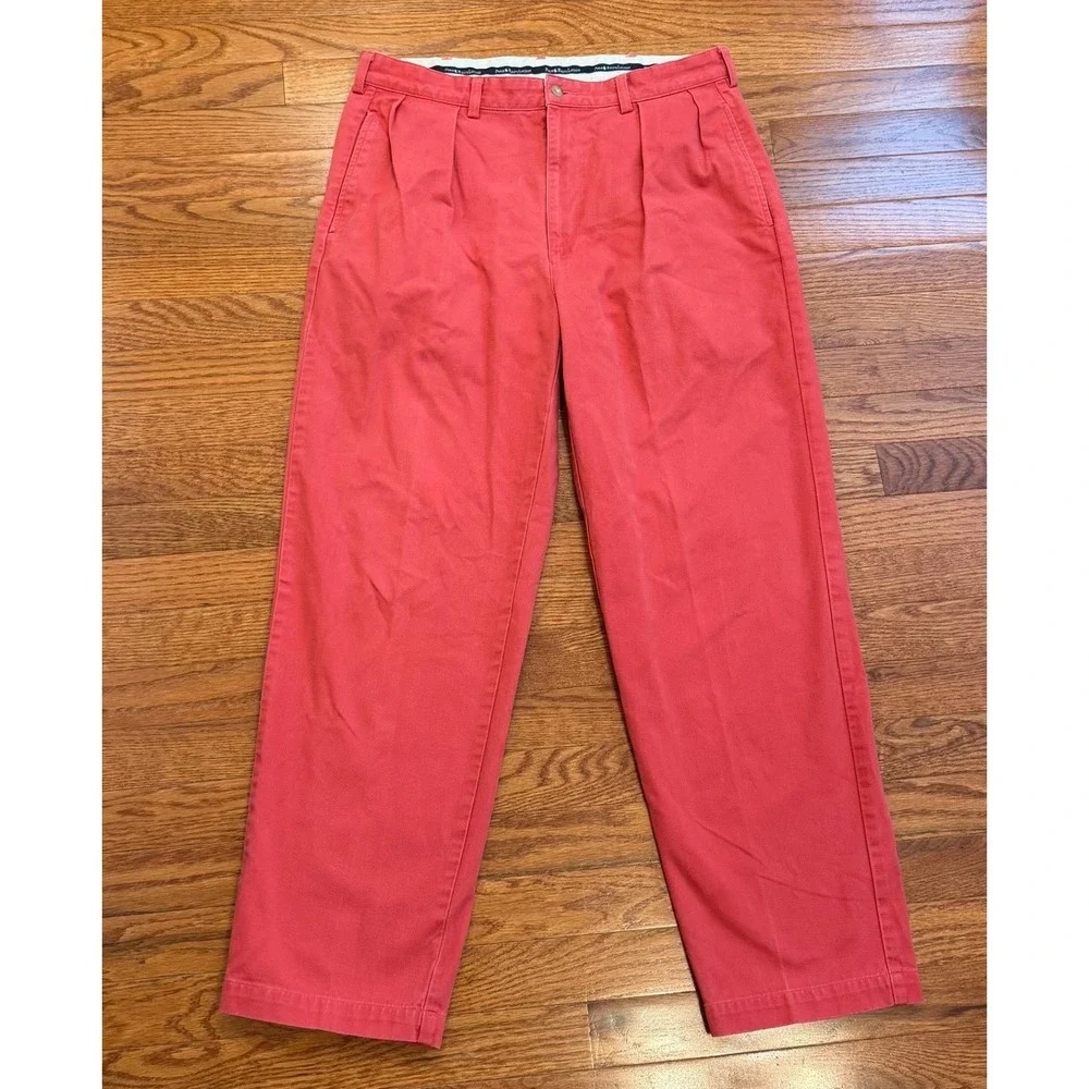 Vintage Polo Ralph Lauren Andrew Pants Fits Mens 34x29 Salmon Pink Pleated Chino